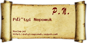 Pétyi Nepomuk névjegykártya